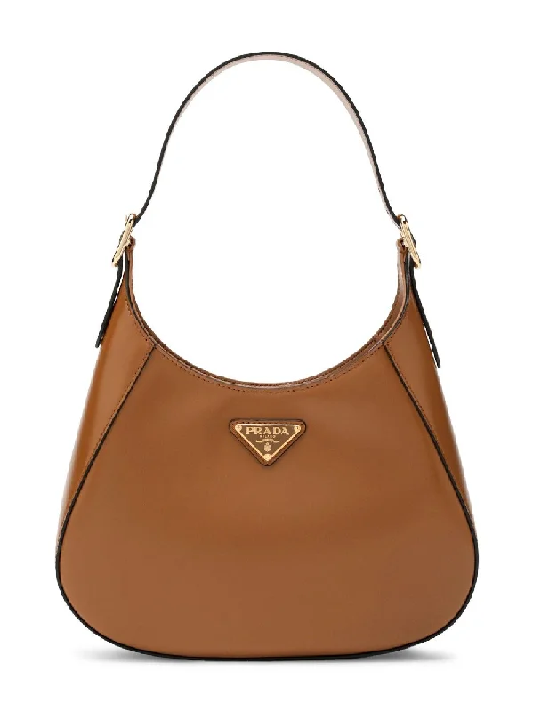 Prada Cleo bags with a curved shape and a chain - link shoulder strapPrada Women Leather Shoulder Bag