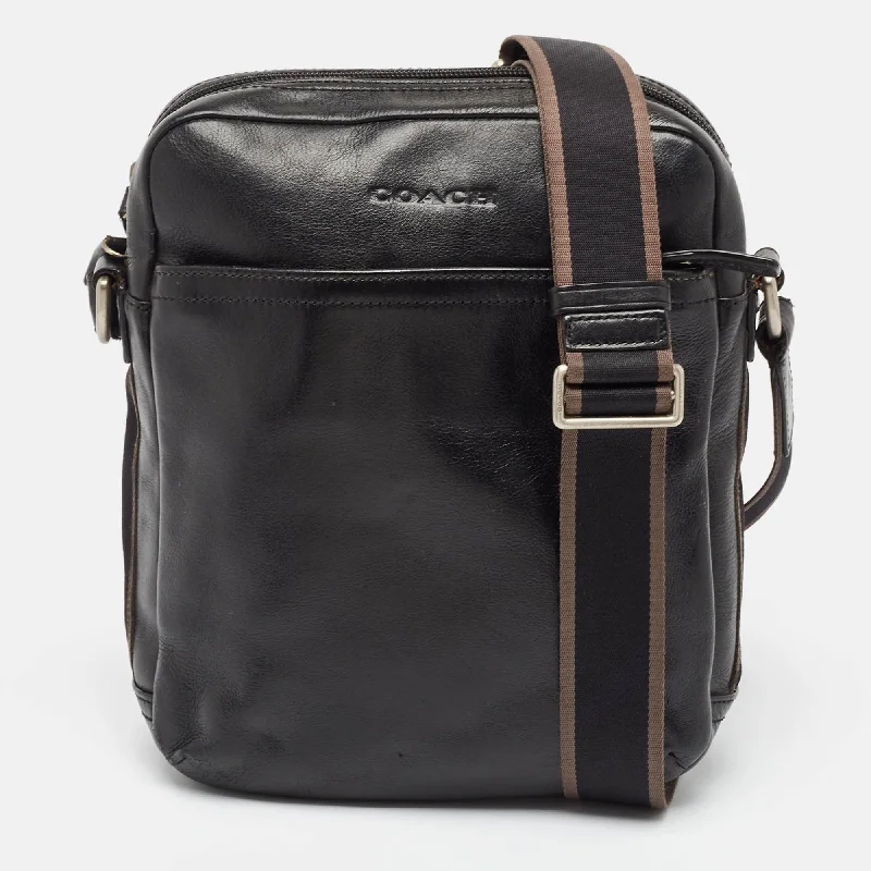 Affordable leather bagsBlack Leather Heritage Web Messenger Bag