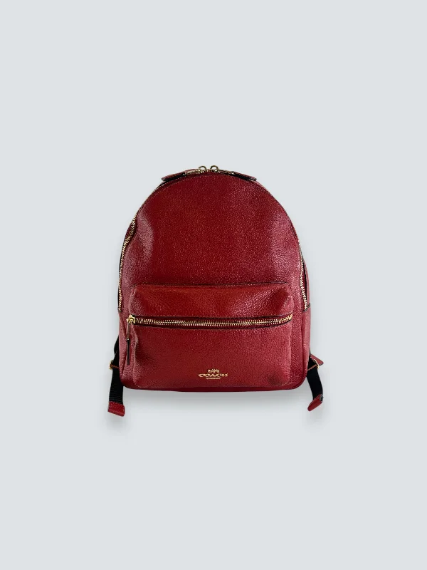 Compact crossbody bags for travelCoach Red Leather Backpack