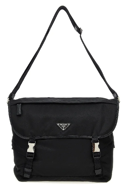 Prada tote bags with a double - handle and shoulder - strap option for easy usePrada Men Re-Nylon Shoulder Strap