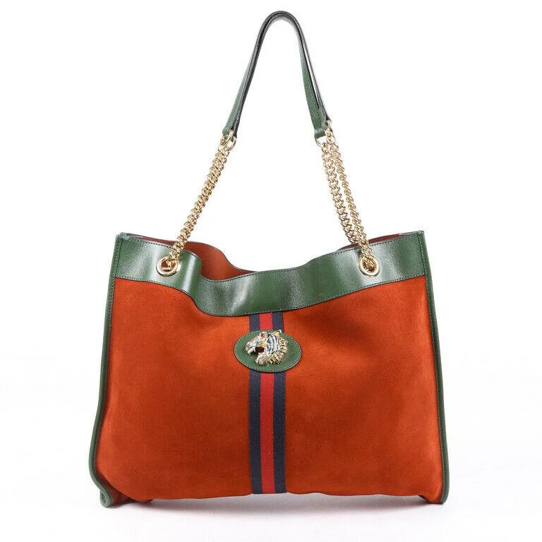 Large capacity travel bagsGucci Bag Rajah Red Green Suede Sylvie Web Tote