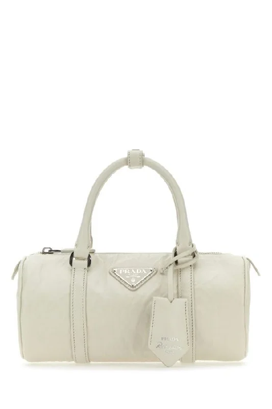 Ladies Prada Galleria bags with a textured leather surface for a more tactile lookPrada Women White Leather Small Handbag