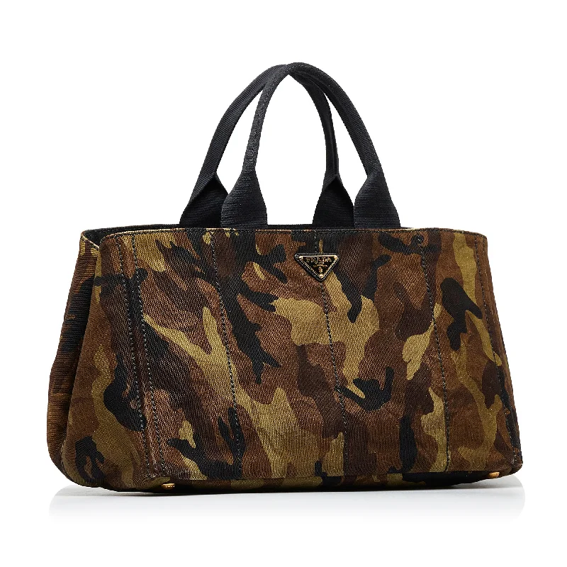 Prada crossbody bags with adjustable nylon straps for comfort and durabilityPrada Canapa Camouflage Tote Bag (SHG-u42rPH)