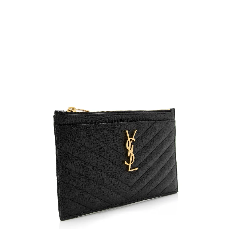 Compact crossbody bags for travelSaint Laurent Matelasse Grain de Poudre Monogram Cassandre Bill Pouch 23931