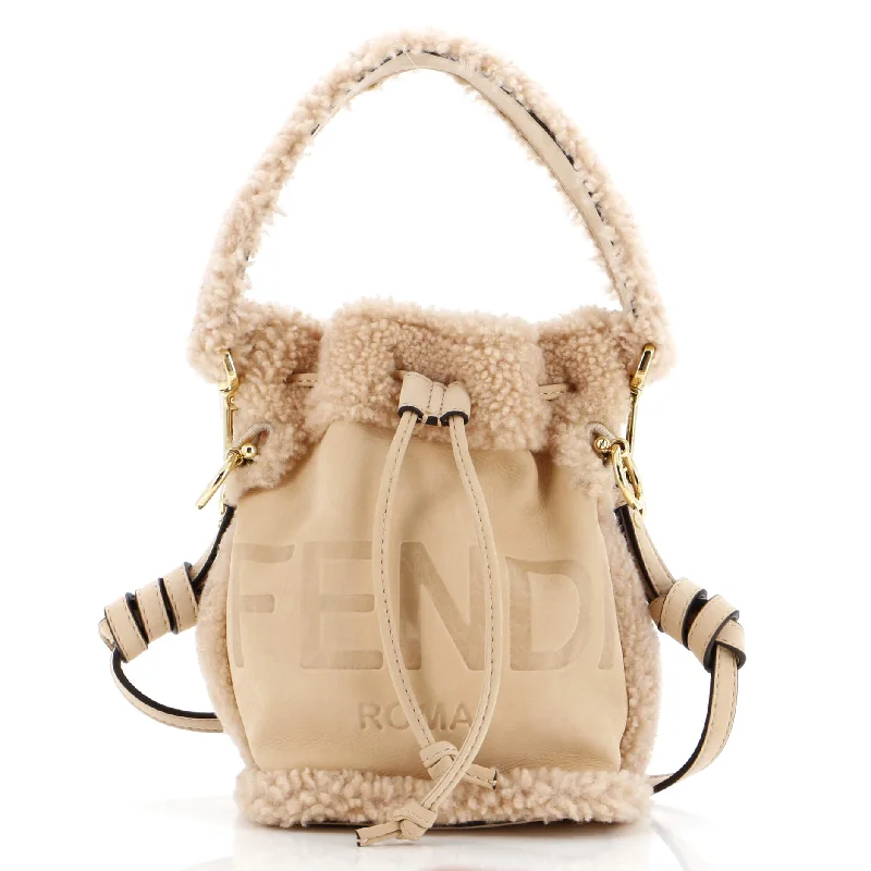 High-end designer bags for menLogo Mon Tresor Bucket Bag Shearling with Nubuck Mini