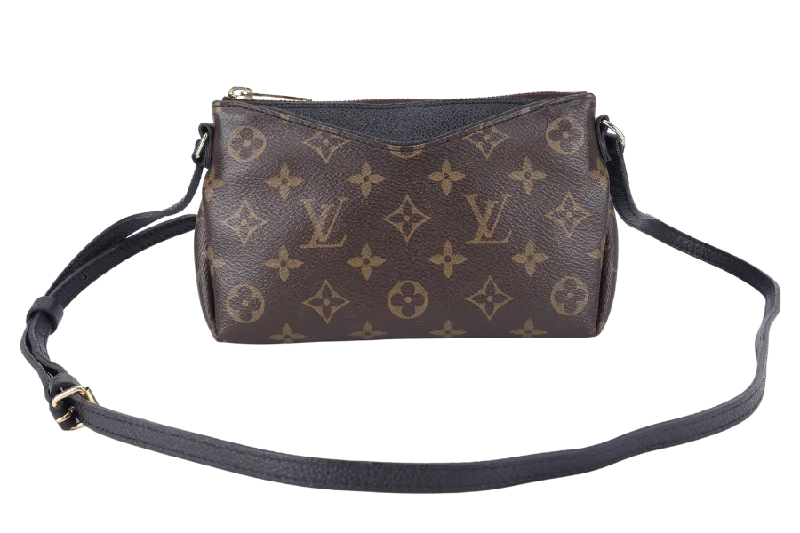 Louis Vuitton crossbody bags with a printed floral pattern for femininityLOUIS VUITTON PALLAS CLUTCH BB (M41639) MONOGRAM CANVAS WITH BLACK LEATHER GOLD HARDWARE NO DUST COVER