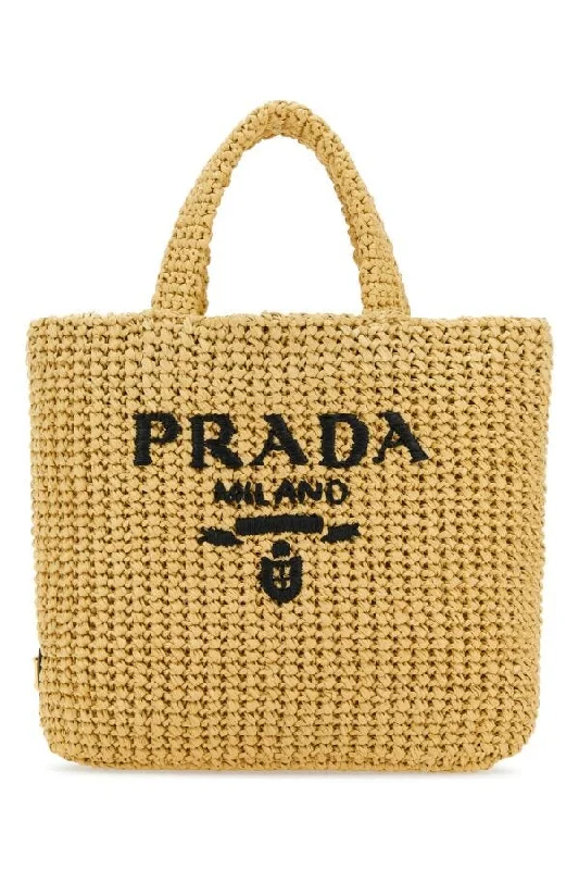 Prada bags with a detachable mobile phone holder for on - the - go conveniencePrada Women Straw Handbag