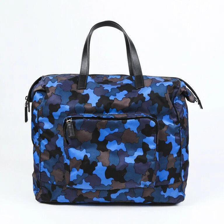 Prada bags with a zippered interior pocket for separating itemsPrada Camouflage Nylon Tote Bag