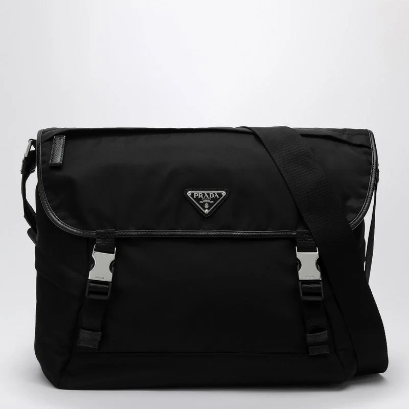 Ladies Prada Galleria bags with a textured leather surface for a more tactile lookPrada Black Re-Nylon And Saffiano Shoulder Bag Men