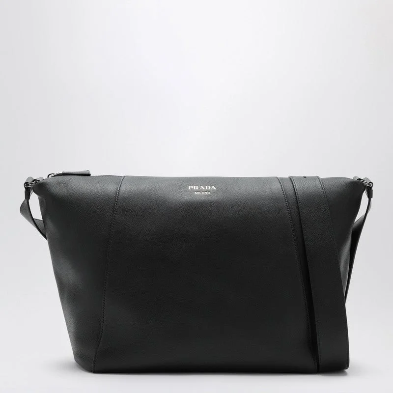 Prada Cahier bags with a monogram - embossed leather surfacePrada Black Leather Shoulder Bag Men