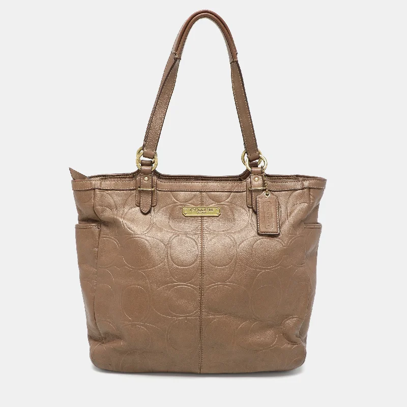 Luxury bags with chain strapsBrown Embossed Leather South Tote