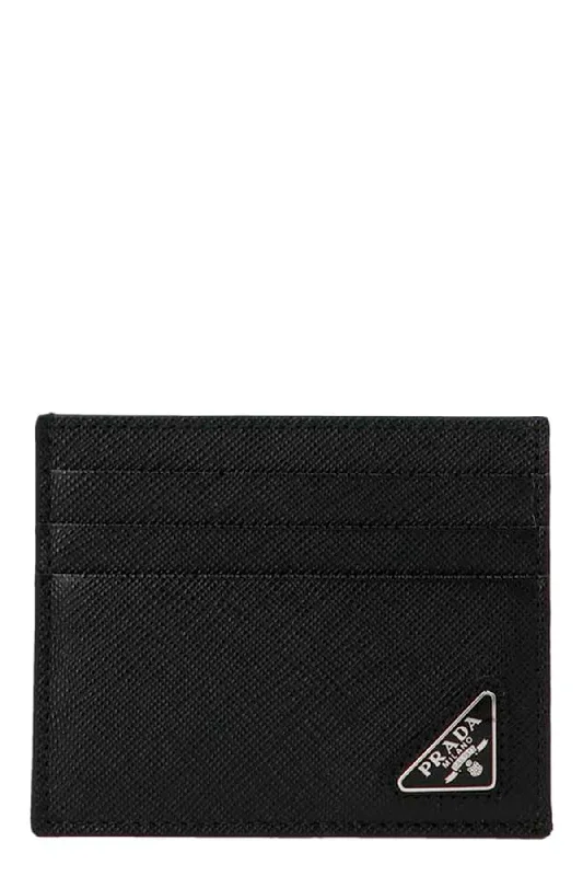 Prada Cahier bags with a detachable shoulder strap for versatile carryingPrada Men Logo Leather Card Holder