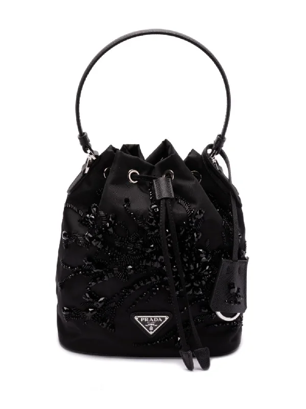 Prada nylon backpacks with a hidden back pocket for securityPrada Women Embroidered Mini Bag