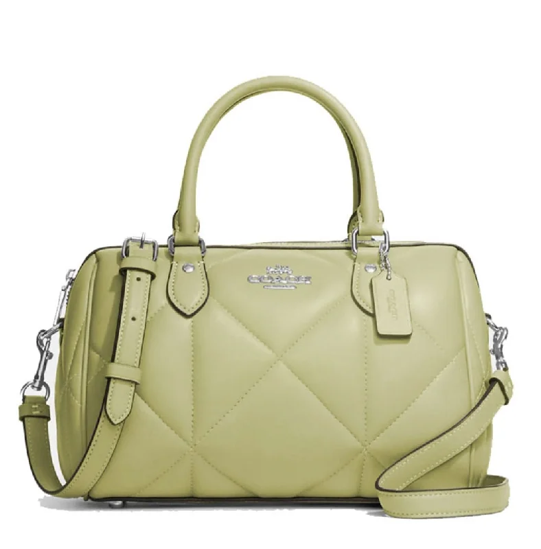 Elegant clutch bags for weddingsCoach Diamond Quilted Leather Rowan Satchel CJ610 Lime