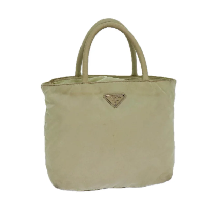 Prada Cahier bags with a leather - wrapped handle for a luxurious feelPRADA Hand Bag Nylon Beige Auth 83215