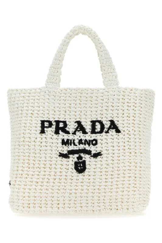 Ladies Prada shoulder bags with a wide - width strap for enhanced comfortPrada Women White Straw Handbag