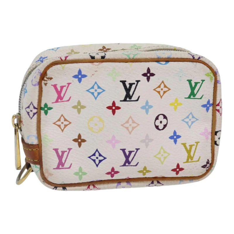 Ladies Louis Vuitton Petite Malle bags in a pastel color for a soft lookLOUIS VUITTON Monogram Multicolor Trousse Wapity Pouch White M58033 Auth 84344