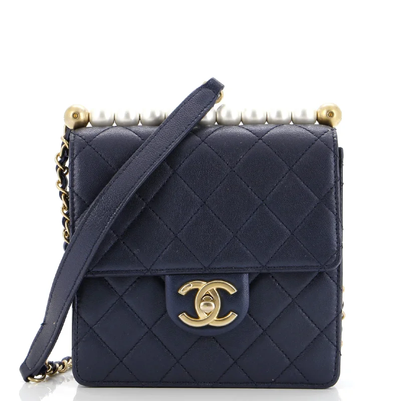 Designer bags with top handlesChic Pearls Flap Bag Quilted Lambskin Mini