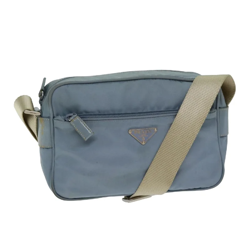 Prada Cahier bags with a leather - wrapped handle for a luxurious feelPRADA Shoulder Bag Nylon Blue Auth fm3565