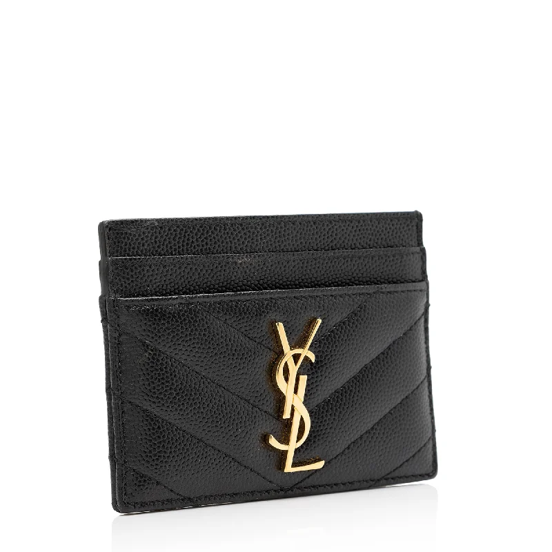 Mini bags for evening outSaint Laurent Matelasse Grain de Poudre Monogram Card Case C66DmI