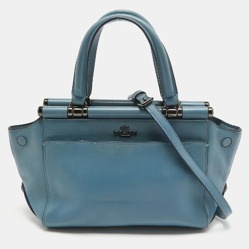 Affordable leather bagsBlue Leather Selena Grace Tote