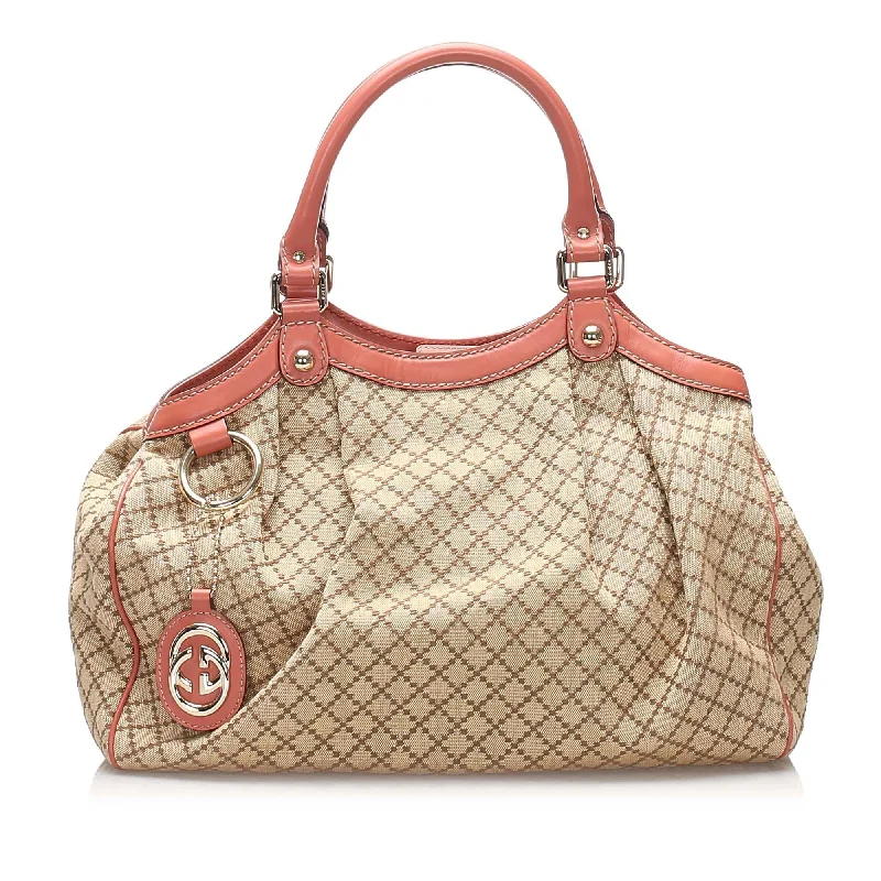 Designer bags with top handlesGucci Diamante Sukey Canvas Tote Bag (SHG-11104)