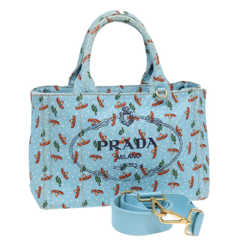 Prada Cleo bags with a crystal - embellished logo for added luxuryPRADA Canapa PM Hand Bag Canvas 2way Blue Auth ar12143