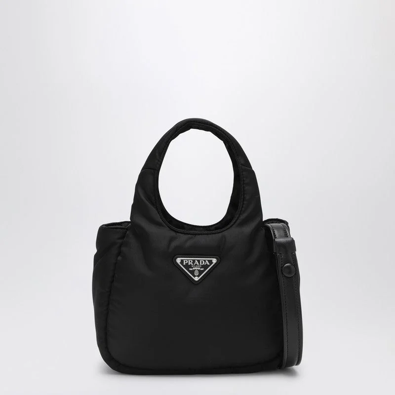 Prada crossbody bags with a woven leather strap for a unique texturePrada Prada Soft Black Re-Nylon Mini Bag Women