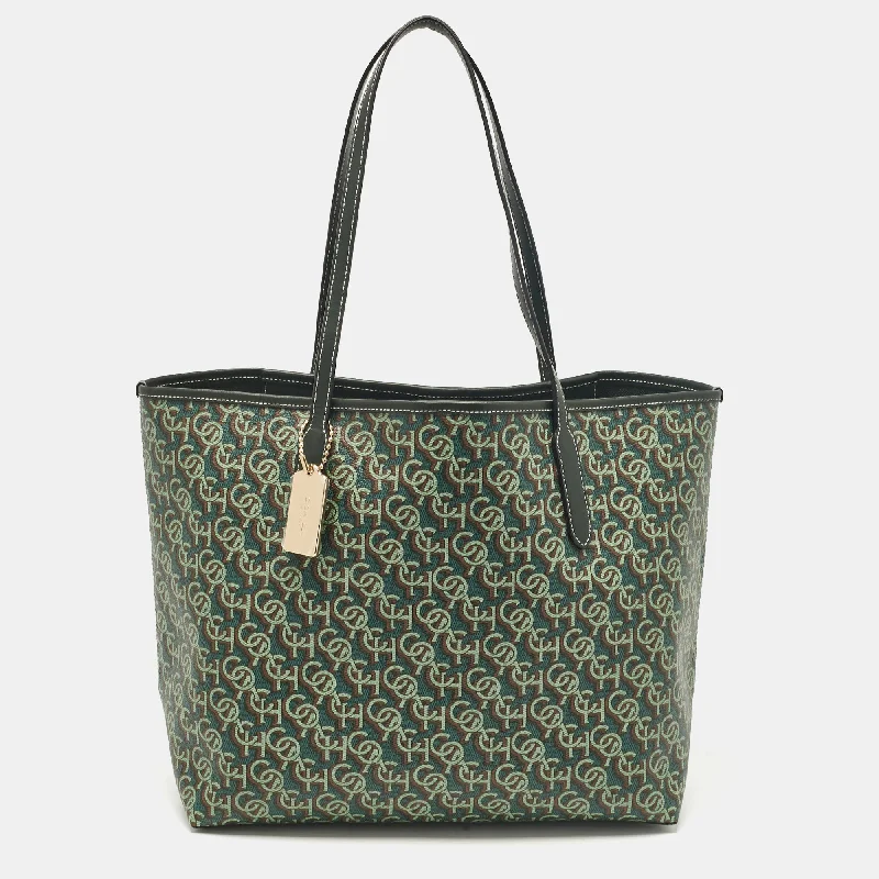 Affordable luxury bags Green Monogram Coated Canvas and Leather City Tote