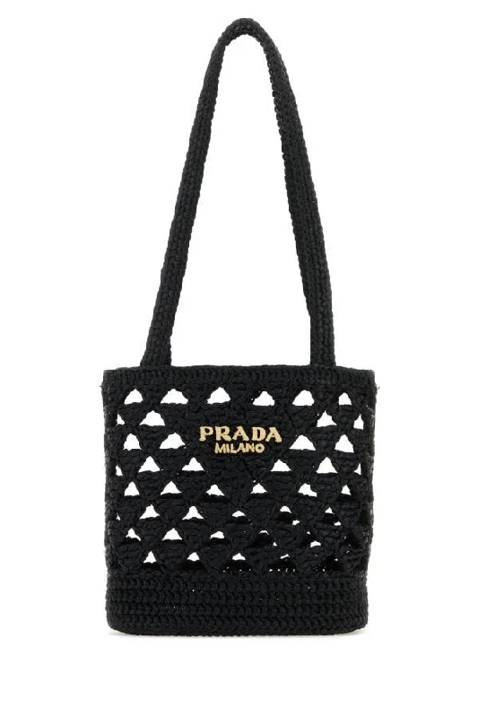 Prada crossbody bags in a vibrant red for a bold fashion statementPrada Women Black Straw Handbag