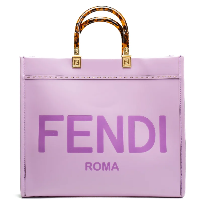 Fendi tote bags with a hand - painted FF pattern for an artisanal and one - of - a - kind touchFENDI Medium Sunshine Shopper Tote - Lilac