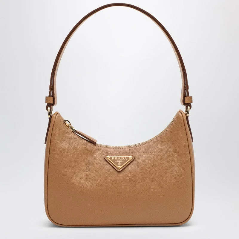 Medium - sized Prada tote bags in classic black for everyday versatilityPrada Re-Edition Beige Mini Bag In Saffiano Women