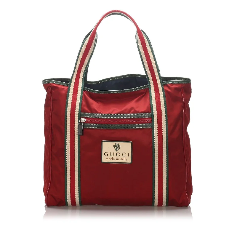 Luxury bags with chain strapsGucci Red Nylon Fabric Tote Bag Italy