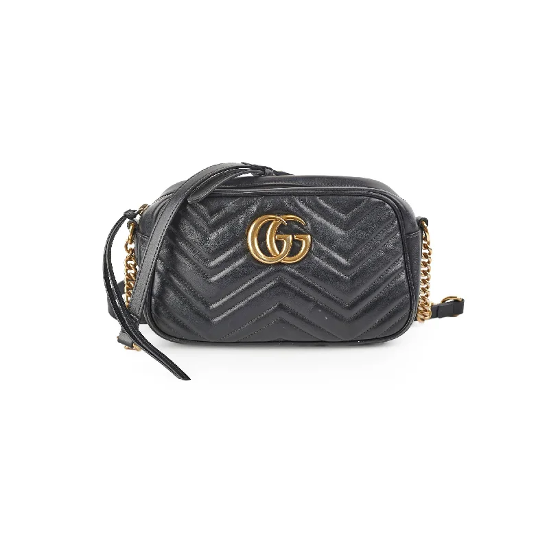 Designer bags with gold hardwareGucci Marmont Camera Small Black Bag