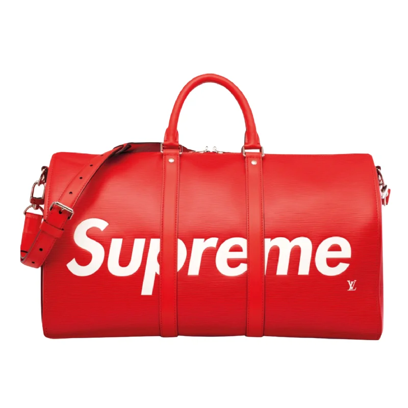 Louis Vuitton bags with a front - zip pocket for small items like keysLouis Vuitton x Supreme Keepall Bandouliere 45