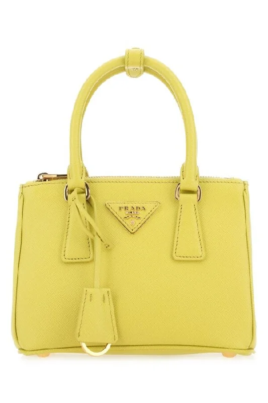 Prada tote bags with a water - resistant coating for outdoor activitiesPrada Women Yellow Leather Handbag