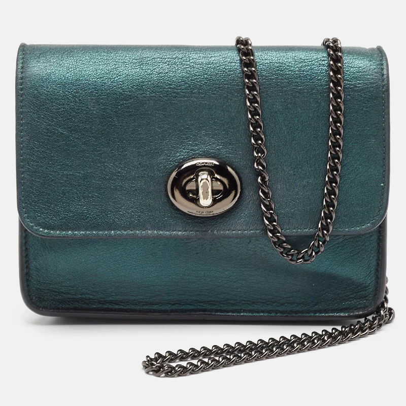 High-end designer bags for menMetallic Green Leather Bowery Crossbody Bag