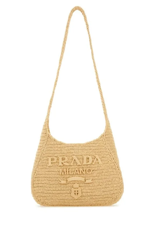 Prada bags with a zippered interior pocket for separating itemsPrada Women Raffia Shoulder Bag