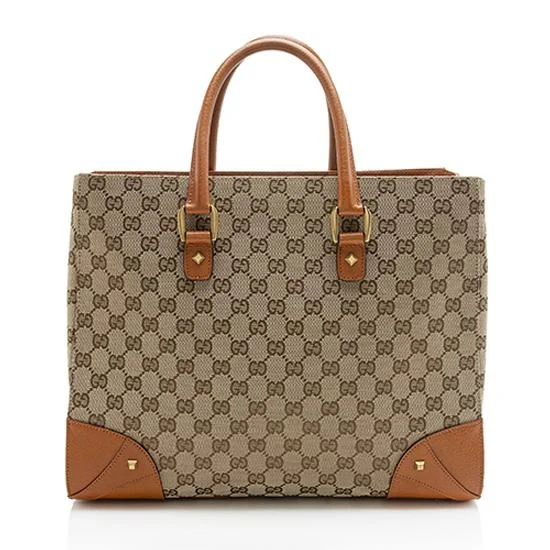 Vegan leather handbagsGucci GG Canvas Nailhead Large Tote