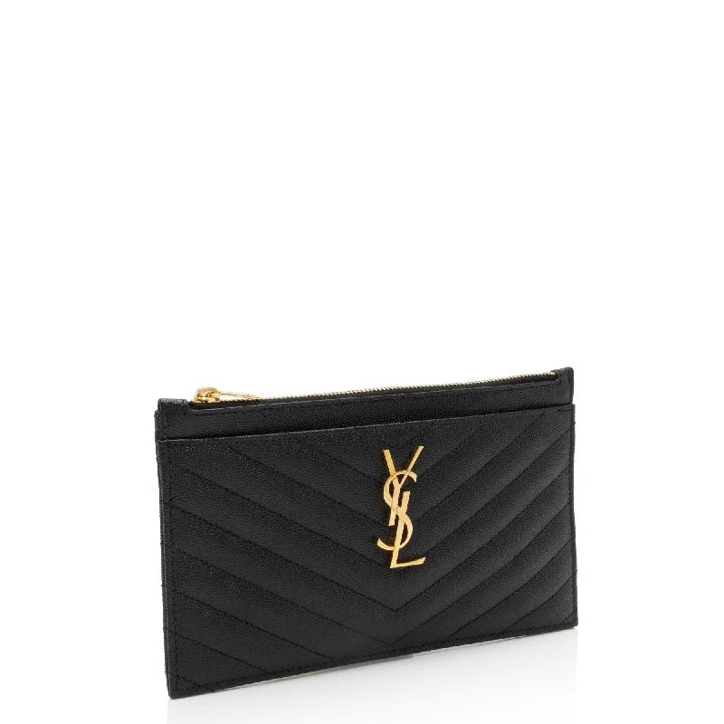 Durable leather bags for daily useSaint Laurent Matelasse Grain de Poudre Monogram Bill Pouch mP6iOM