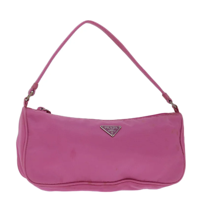 Ladies Prada Galleria bags with a textured leather surface for a more tactile lookPRADA Accessory Pouch Nylon Pink Auth yk11037