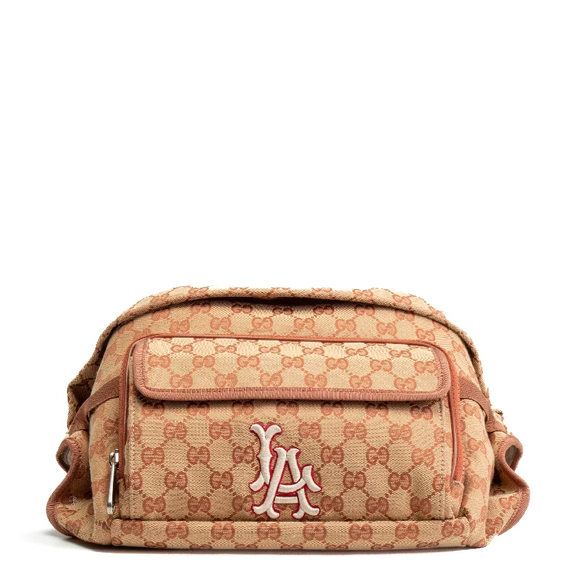 Sustainable fashion bagsGUCCI x MLB GG Canvas LA Dodgers Convertible Belt Bag