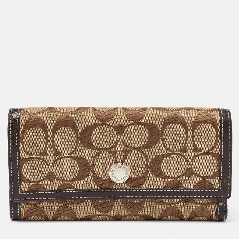 Luxury brand bags on saleBeige/Brown Signature Canvas and Leather Continental Wallet