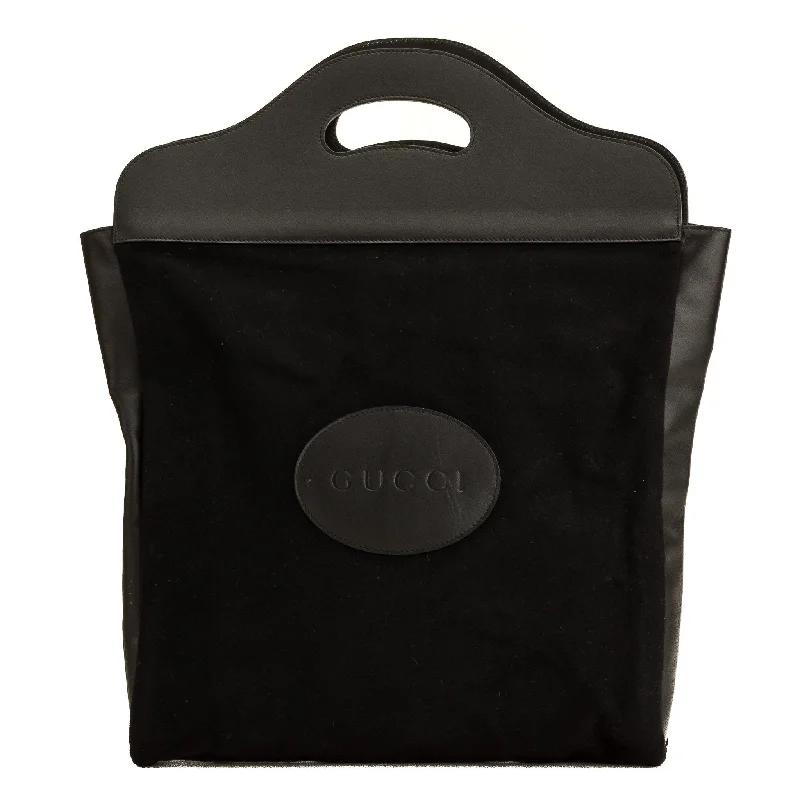 Minimalist leather handbagsGucci Black Suede Tote Bag (5101040)