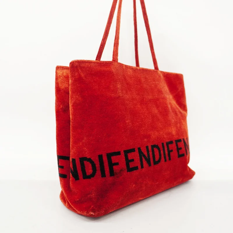 Fendi Baguette bags with a detachable charm featuring the brand's mascotFENDI  Logo Velor Women's Tote Bag Red Color