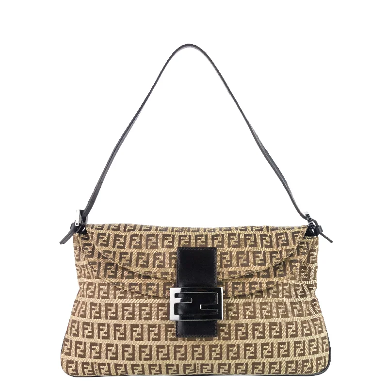 Ladies Fendi handbags with a detachable wallet insert for added convenienceZucchino Canvas Double Flap Baguette Bag