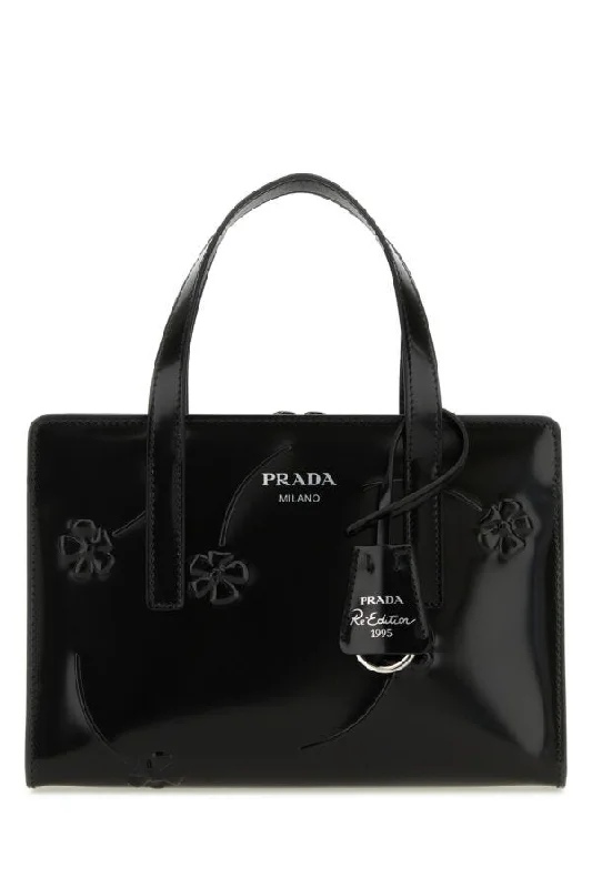 Prada nylon backpacks with a hidden back pocket for securityPrada Women Black Leather Re-Edition 1995 Handbag