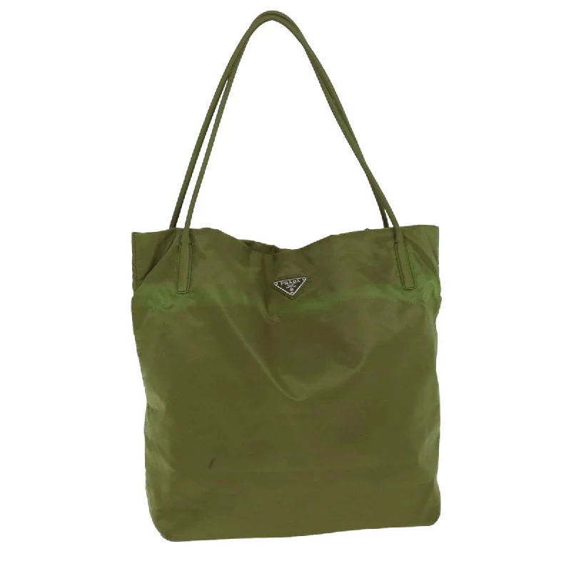 Prada Cleo bags with a contrast - colored interior for visual interestPRADA Tote Bag Nylon Khaki Auth 79651