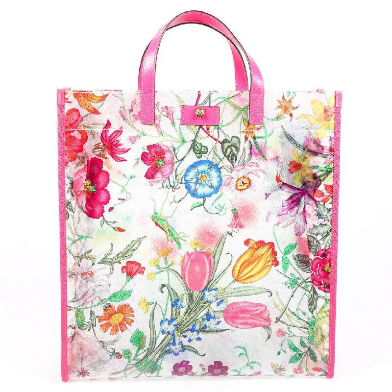 Trendy bucket bags for summerGucci Bag Flora Multicolor Vinyl Tote