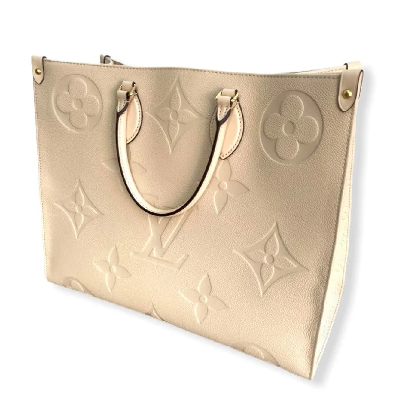 Ladies Louis Vuitton shoulder bags with a magnetic - closure flap for easeLouis Vuitton On The Go GM Cream